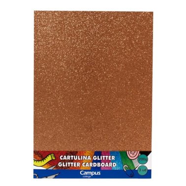 Cartulina Campus College Glitter A4 200g. Bronce /3 ud.