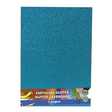Cartulina Campus College Glitter A4 200g. Azul Claro /3 ud.