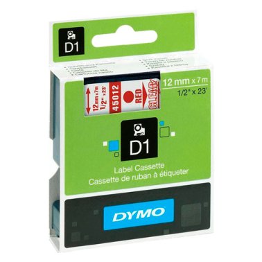 Cinta Dymo D1 12mm x 7m Rojo/Transparente