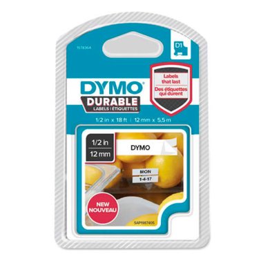 Cinta Dymo D1 Durable 12mm x 5,5m Negro/Blanco