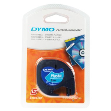 Cinta Dymo Letratag Plástico 12mm x 4m Negro/Azul