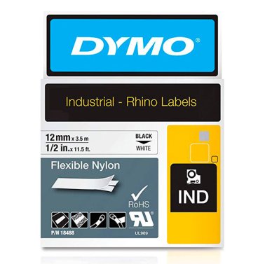Cinta Dymo Rhino nylon 12mm x 3,5m Negro/Blanco
