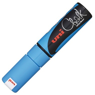 Rotulador de Tiza Líquida Uni Chalk Punta Biselada 8 mm. Azul Claro