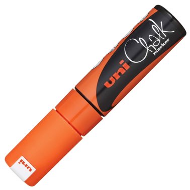 Rotulador de Tiza Líquida Uni Chalk Punta Biselada 8 mm. Naranja