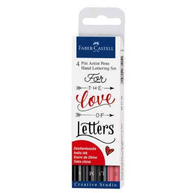 Rotulador Faber Castell Lettering Surtido 4 ud. Negro + Rojo