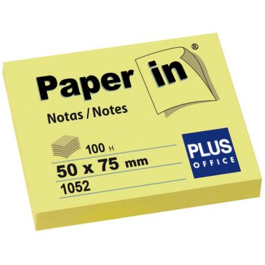 Bloc Notas Adhesivas Paper In Plus Office 50mmx75mm Amarillas 100 Hojas