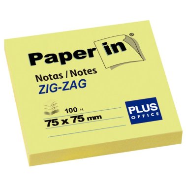 Bloc Notas Adhesivas Paper In Plus Office Zig-Zag 75mmx75mm Amarillas 100 Hojas