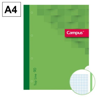 Bloc Encolado de Recambios Campus A4 80 Hojas 90g Cuadrícula 5 mm Color Verde