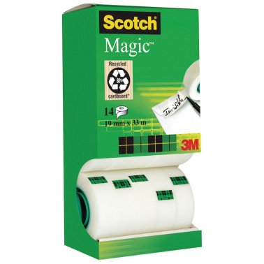 Cinta adhesiva Scotch Magic 19mmx33m Pack ahorro 14 unid