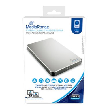 Disco Duro Externo MediaRange HDD USB 3.0 2Tb Plata