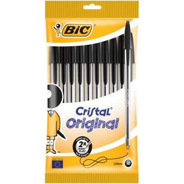 Bolígrafo Tinta Aceite Bic Cristal Original Negro Blíster /10 ud.