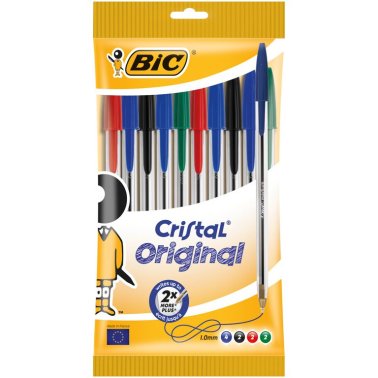 Bolígrafo Tinta Aceite Bic Cristal Original Colores Surtidos Blíster /10 ud.