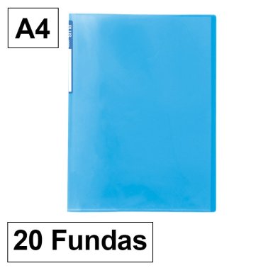 Carpeta Plus Office 6020 A4 20 Fundas Azul