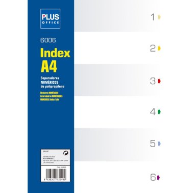 Indice Numérico Plus A4 Plástico 6 Separadores
