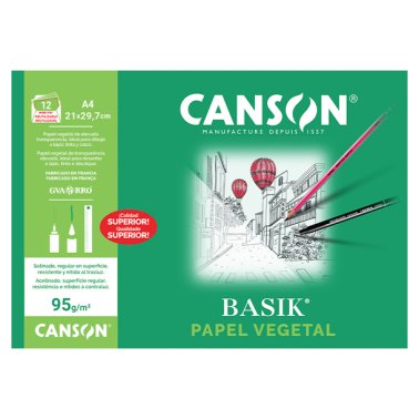 Papel Vegetal Canson A4 12 Hojas 95g.