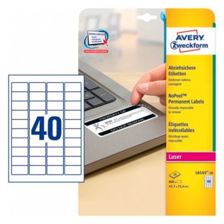 Etiquetas Avery Anti-Fraude 45,7mmx25,4mm Blancas 800ud.