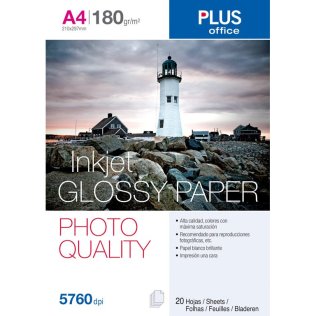 Papel Fotográfico A4 Plus Office Glossy Paper 5760 Dpi 180g 20 Hojas