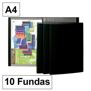 Carpeta Plus Office Flexible A4 10 Fundas Negro