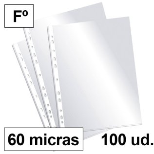 Fundas Multitaladro Plus Office Folio Cristal 60 Micras C/100