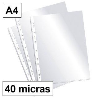 Funda Multitaladro Plus Office A4-Cristal 40 Micras C/200