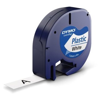 Cinta Dymo Letratag Plástico 12mm x 4m Negro / Blanco