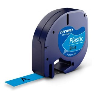 Cinta Dymo Letratag Plástico 12mm x 4m Negro/Azul