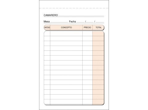 Talonario Camareros Plus Office 88 x 135 mm Duplicado 50 Juegos