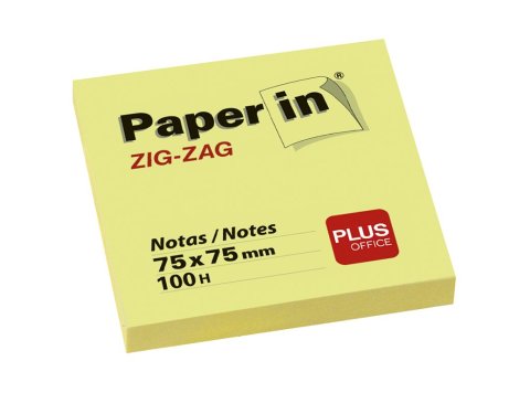 Bloc Notas Adhesivas Paper In Plus Office Zig-Zag 75 x 75 mm Amarillas 100 Hojas