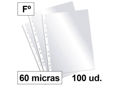 Fundas Multitaladro Plus Office Folio Cristal 60 Micras C/100