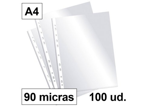 Fundas Multitaladro Plus Office A4 Cristal 90 Micras