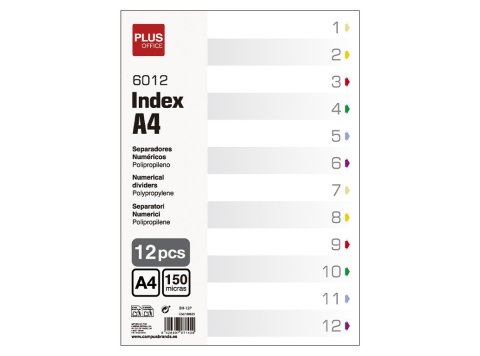 Indice Numérico Plus A4 Plástico 12 Separadores
