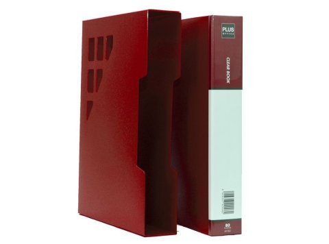 Carpeta Plus Office A4 Plástico Rígido con Cajetín 80 Fundas Rojo