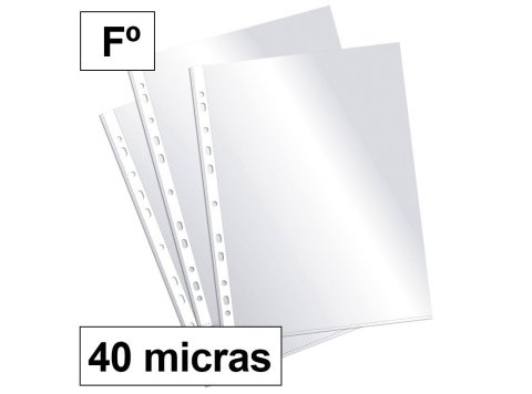 Funda Multitaladro Plus Office Folio Cristal 40 Micras Caja 200 ud.