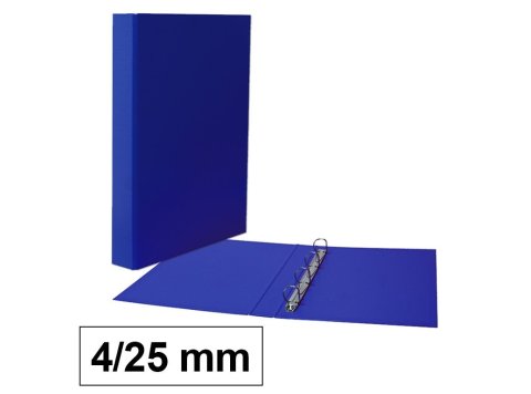 Carpeta Plus Office Folio Cartón Forrado PP 4 Anillas 25 mm Lomo 25 mm Azul