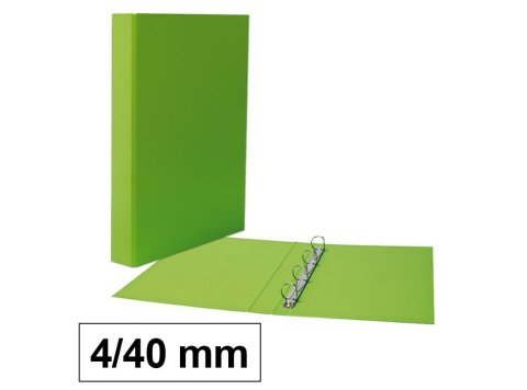 Carpeta Plus Office Folio Cartón Forrado PP 4 Anillas 40 mm Lomo 50 mm Verde Claro