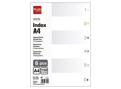 Indice Numérico Plus Office A4 Plástico 6 Separadores