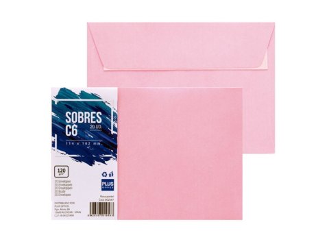 Sobre C6 Plus Office 114 x 162 mm 120g Rosa Pastel 20 ud.