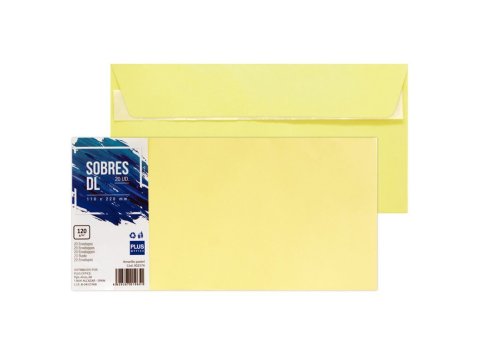 Sobre DL Plus Office 110 x 220 mm 120g Amarillo Pastel 20 ud.