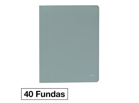 Carpeta Flexible Plus Office A4 Plastico Gris Manhattan 40 Fundas