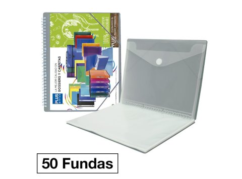 Carpeta Plus Office Espiral Gomas A4 50 Fundas Gris Manhattan