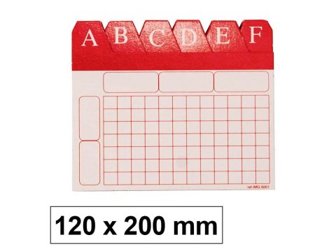 Índice Alfabético para Ficheros 120 x 200 mm Nº 4