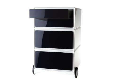 Cajonera Ruedas PaperFlow Easy Box 4 Cajones Horizontales Blanco y Negro