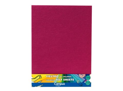 Fieltro Campus College Espesor 1mm 230 x 305 mm Rosa Oscuro 3 ud.