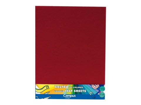 Fieltro Campus College Espesor 1mm 230 x 305 mm Rojo 3 ud.