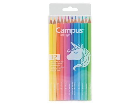 Lápices de Colores Madera Campus College 12 Colores Pastel