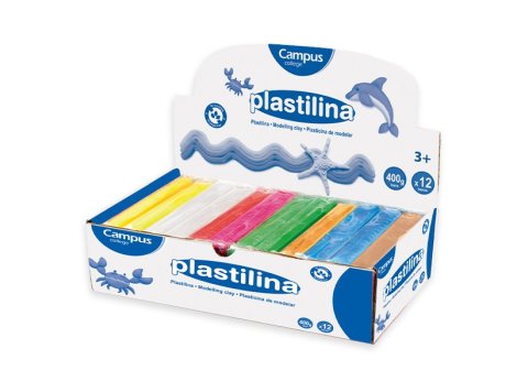 Expositor Plastilina Campus College 400g 12 ud. 8 Colores Surtidos