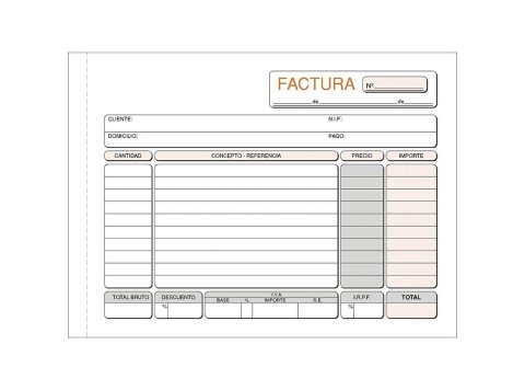 Talonario Facturas Plus Office Apaisado 207 x 145 mm Duplicado 50 Juegos