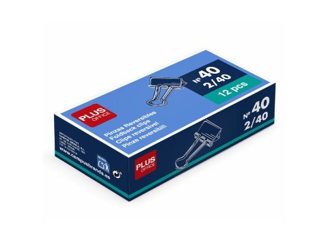 Pinza Sujetapapeles Reversible Plus Office Nº 40 40 x 22 mm 12 ud.