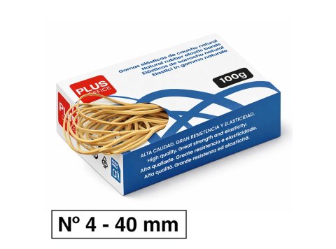 Gomas Elásticas Plus Office Nº 4 40 mm Caja 100g