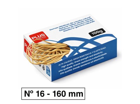 Gomas Elásticas Plus Office Nº 16 160 mm Caja 100g
